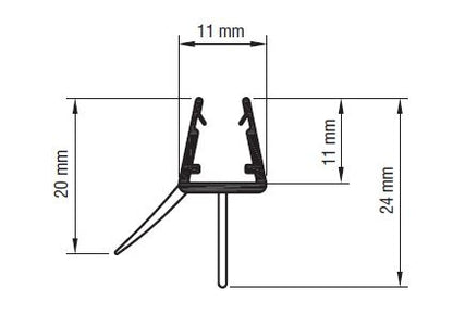 Streifdichtung mit zentraler Dichtfahne, 6 - 8 mm, schwarz